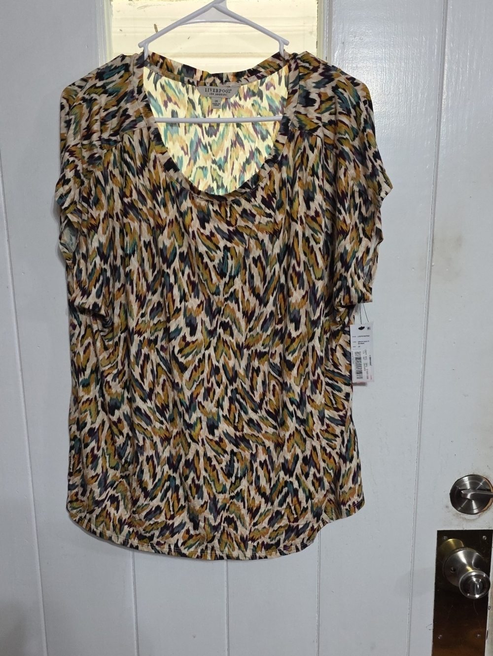 NWT Liverpool Los Angeles Women's Blouse Stretch Knit Shory Sleeves Sz 2X